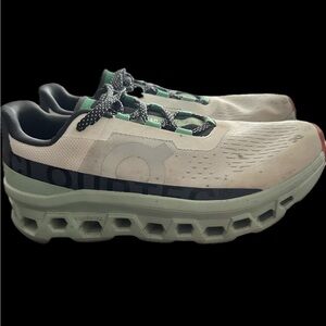 On Running Cloudmonster Women's Running Shoes in White and Mint